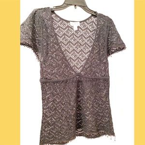 🌼 LOFT Black Lace Top